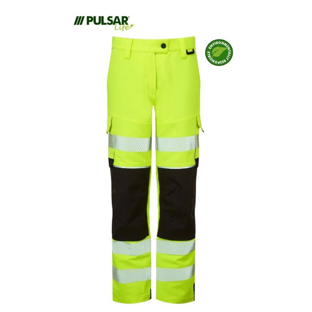 PULSAR® LIFE LFE971 GRS Women's Stretch Hi-Vis Combat Trouser Yellow - Premium WOMENS HI-VIS TROUSERS from Pulsar - Just £84.19! Shop now at femaleworkwear.com