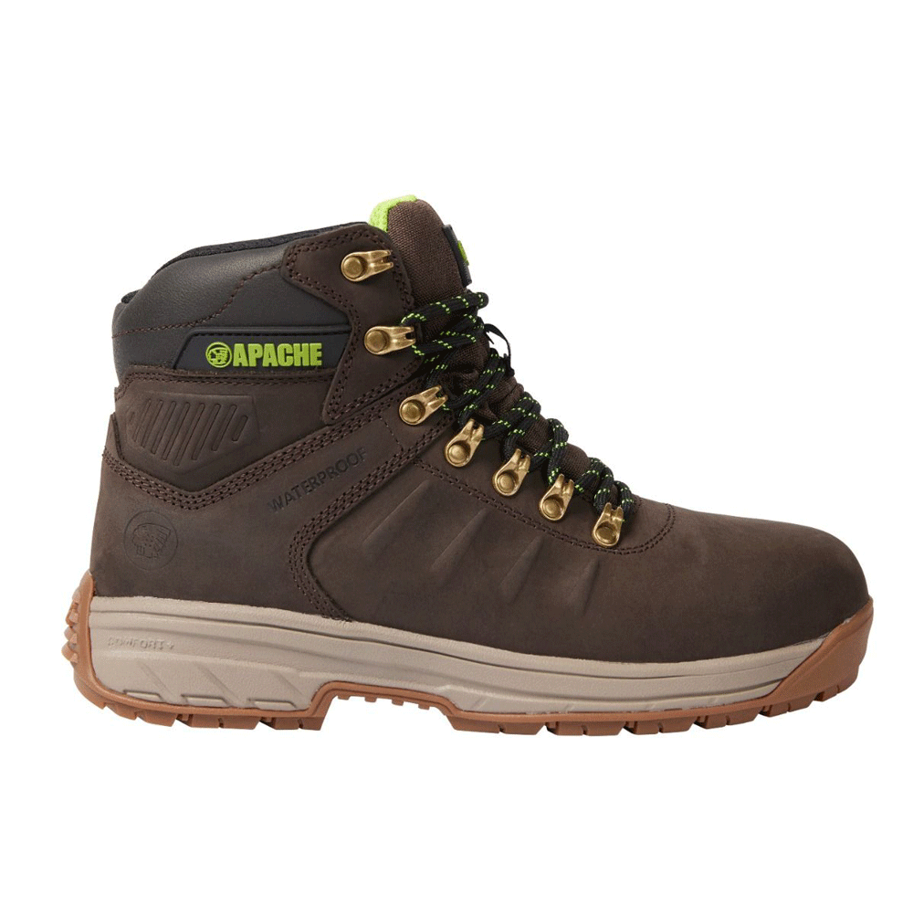 Apache Moose Jaw Leather Waterproof Safety Boot Brown - Premium SAFETY BOOTS from Apache - Just £57.56! Shop now at femaleworkwear.com