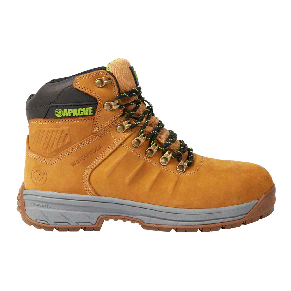 Apache Moose Jaw Leather Waterproof Safety Boot Wheat - Premium SAFETY BOOTS from Apache - Just £57.56! Shop now at femaleworkwear.com