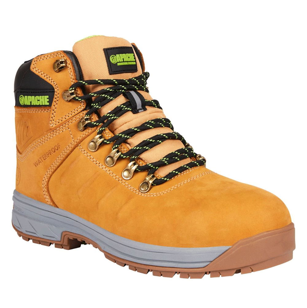 Apache Moose Jaw Leather Waterproof Safety Boot Wheat - Premium SAFETY BOOTS from Apache - Just £57.56! Shop now at femaleworkwear.com